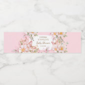 バタフライ&フラワーピンクグリッターガールベビーシャワー ペットボトルラベル (シングルラベル)