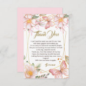 バタフライ&フラワーピンクラブリーサンキューカード サンキューカード (正面/裏面)