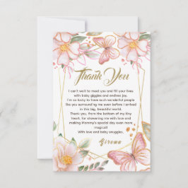 バタフライ&フラワーピンクラブリーサンキューカード サンキューカード