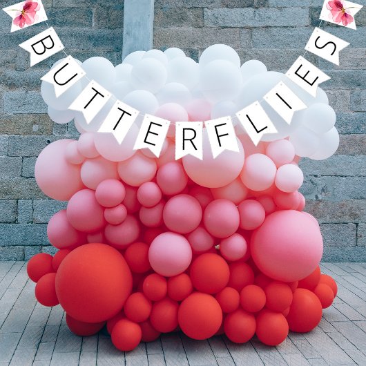 バタフライ フラワーブライダルシャワー バンティングフラッグ