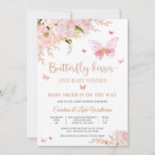 バタフライ フラワーベビーシャワー招待状 招待状 (正面)