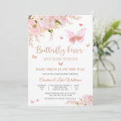 バタフライ フラワーベビーシャワー招待状 招待状 (スタンド正面)