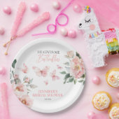 バタフライ フラワール ピンク ブラッシュ ブライダルシャワー ペーパープレート (パーティー)