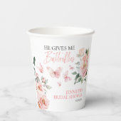 バタフライ フラワール ピンク ブラッシュ ブライダル シャワー 紙コップ (裏面)