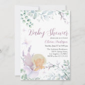 バタフライ&フラワー・ウォーターカラー・ベイビーシャワー 招待状 (正面)