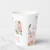 バタフライ フラワー ピンク ブラッシュ ブライダル シャワー 紙コップ (右)