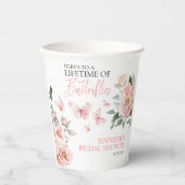 バタフライ フラワー ピンク ブラッシュ ブライダル シャワー 紙コップ (正面)