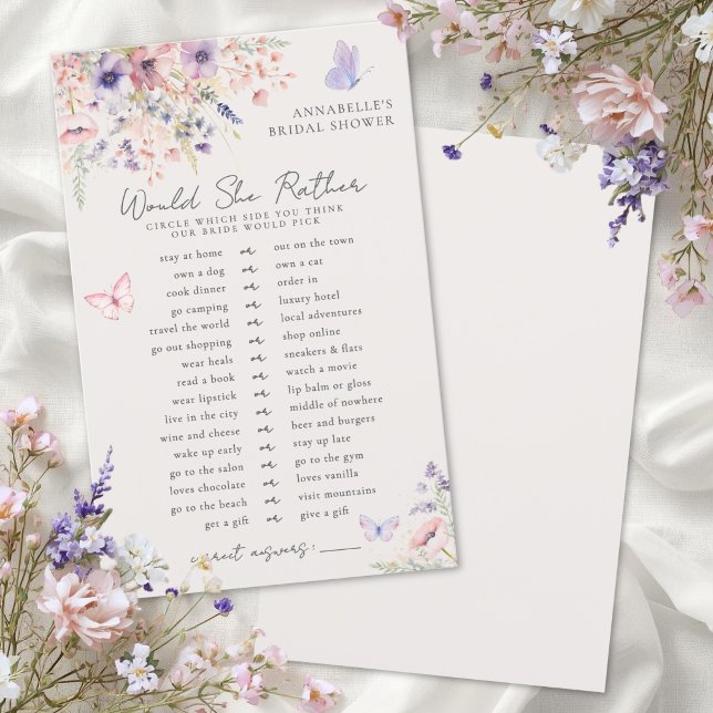 バタフライ フラワー ブライダルシャワー (Would She Rather Butterfly Floral Bridal Shower )