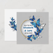 バタフライ フラワー 招待状 (正面/裏面)