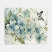 バタフライ&フローラつる植物 フリースブランケット (正面(横))