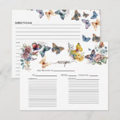 バタフライ フローラル | ブライダルシャワー レシピ カード (正面/裏面)