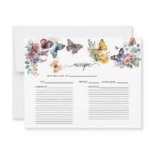 バタフライ フローラル | ブライダル シャワー レシピ カード