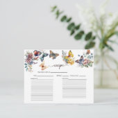 バタフライ フローラル | ブライダル シャワー レシピ カード (スタンド正面)