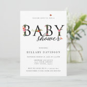 バタフライ フローラル ベイビー シャワー 招待状 (スタンド正面)