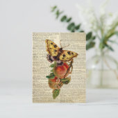 バタフライ フローラル ヴィンテージ辞典 ポストカード (スタンド正面)