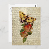 バタフライ フローラル ヴィンテージ辞典 ポストカード (正面/裏面)