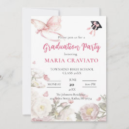 バタフライ&フローラ卒業パーティー招待状 招待状