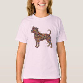 バタフライ ブッリー シルエット アート ピットブル 犬の女の子 Tシャツ