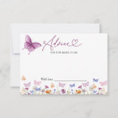 バタフライ ブライダルシャワーのための花嫁へのアドバイスカード 招待状 (正面)