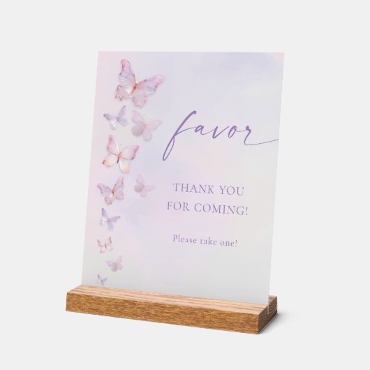 バタフライ ブライダルシャワー フェイバー アクリルサイン (傾斜)