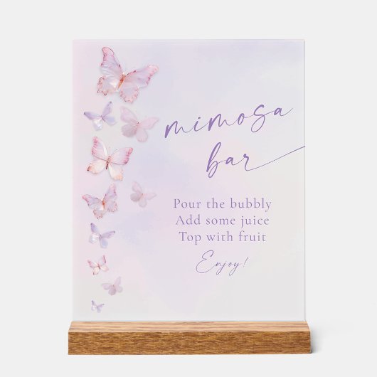 バタフライ ブライダル シャワーミモザ バー アクリルサイン