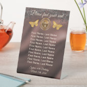 バタフライ&ブラックグリッター、ホイルテーブルナンバーサイン 台座サイン (インサイチュ)