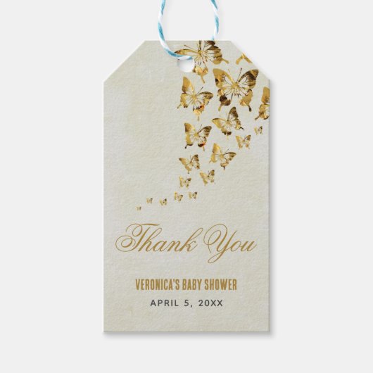 バタフライ ベイビー シャワー ギフトタグ (正面)