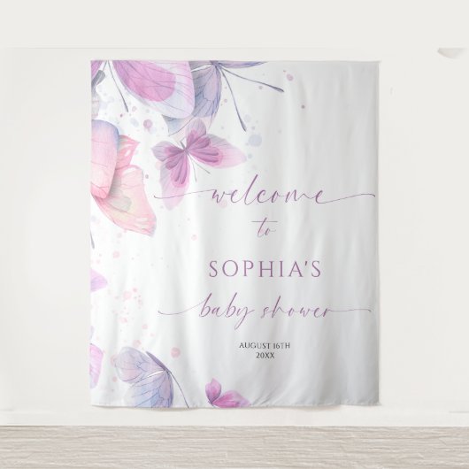 バタフライ ベイビー シャワー タペストリー (正面)