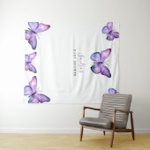 バタフライ ベイビー シャワー 背景 ミニマリスト パープル タペストリー (インサイチュ(横))