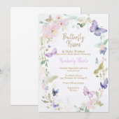 バタフライ ベイビー パープル バタフライ ベイビー シャワー 招待状 (正面/裏面)