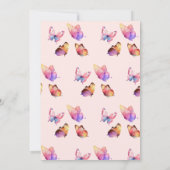 バタフライ ベビーガール シャワー 水彩 招待状 (裏面)