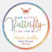 バタフライ ベビーシャワー シール – レインボー 水彩 (正面)