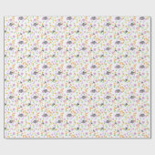 バタフライ ホワイト ラベンダー フローラル ラッピングペーパー (フラット)
