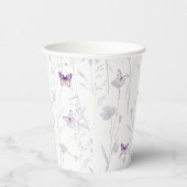 バタフライ ボホ ワイルドフラワー ガール ベビーシャワー 紙コップ (右)