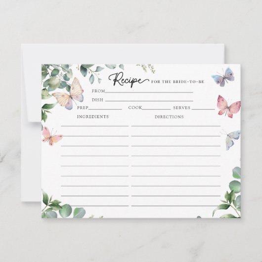 バタフライ ユーカリ  ブライダルシャワー レシピ カード (正面)