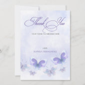 バタフライ ライフタイム パープル ブライダルシャワー サンキューカード (正面)