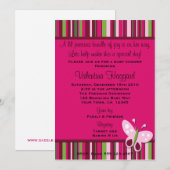 バタフライ ラズベリー ピンク ライム グリーン パーティー 招待状 (正面/裏面)