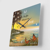 バタフライ・ラブ・サンセットレイク ウォールクロック (傾斜)