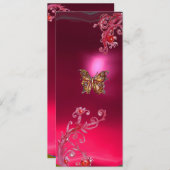 バタフライ ルビー , 明るい赤ピンク紫 招待状 (正面/裏面)