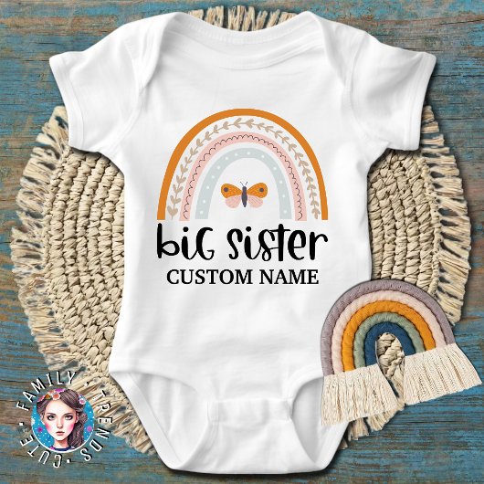 バタフライ レインボー お姉ちゃん ベビーボディスーツ