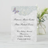 バタフライ＆レースの結婚式招待状（両面） 招待状 (スタンド正面)