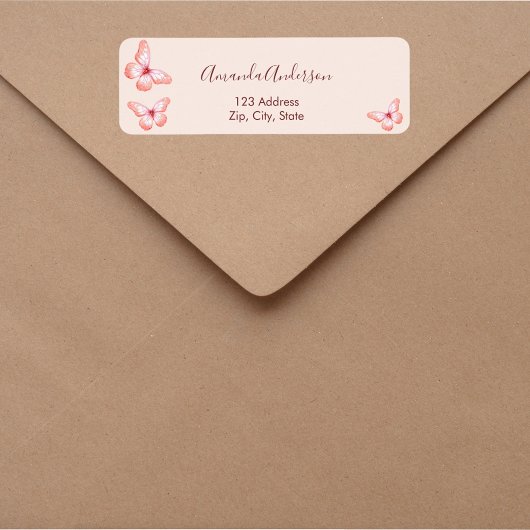 バタフライ ローズゴールド ピンク 宛名ラベル ラベル