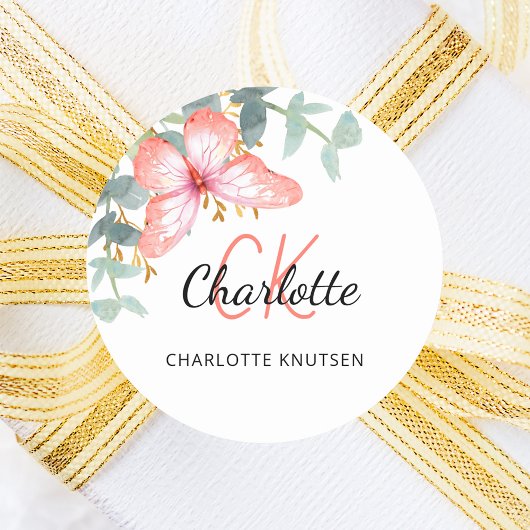 バタフライ ローズゴールド ピーチ グリーン お礼 ラウンドシール