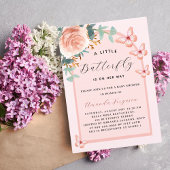 バタフライ ローズゴールド フラワーラック ベビーシャワー 招待状