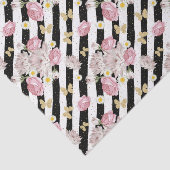 バタフライ ローズ デイジー フラワープリント ブラック ホワイト ストライプ 薄葉紙 (詳細)