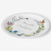 バタフライ ワイルドフラワー ウェディング ペーパープレート (アングル)