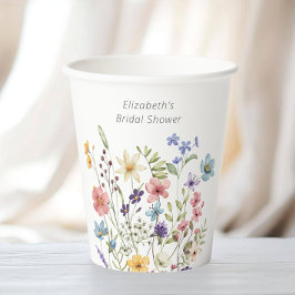 バタフライ ワイルドフラワー ガーデン ブライダル シャワー 紙コップ