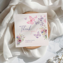 バタフライ ワイルドフラワー サンクス スタンダードランチョンナプキン