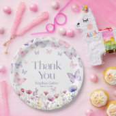 バタフライ ワイルドフラワー サンクス ペーパープレート (パーティー)