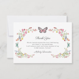 バタフライ ワイルドフラワー ブライズシャワー サンキューカード